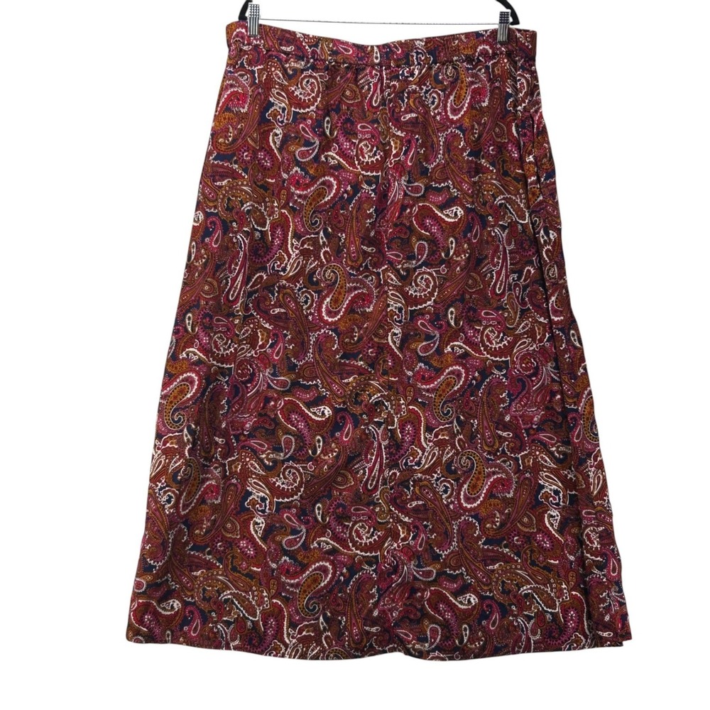 Denim And Co Paisley‎ Maxi Skirt Maroon 1X